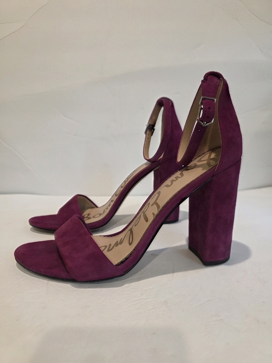 Sam Edelman Shoes - Sam Edelman Fuchsia Suede Block Heel Sandals with Ankle Strap Size 9 Yaro